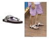 Lily &amp; Dan Children's Footbed Sandals Silver and Purple In Use