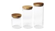 Crofton Glass Canister Set with Acacia Lids