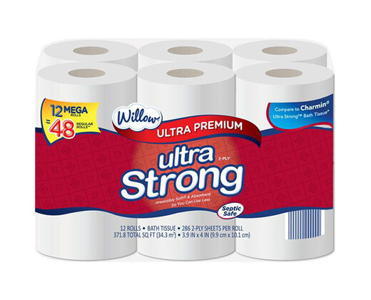 Willow 12 Mega Roll Ultra Strong Bath Tissue