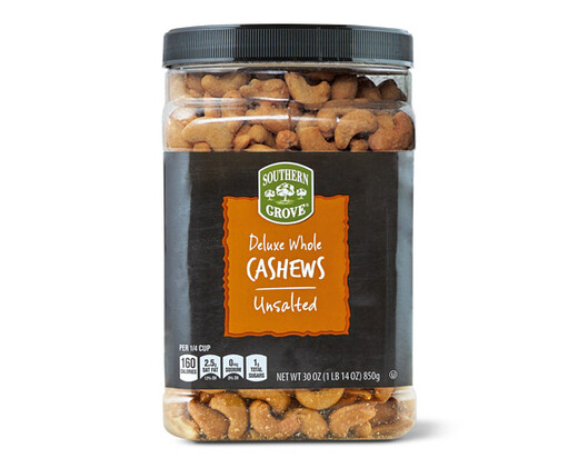 Southern Grove Unsalted Deluxe Whole Cashews