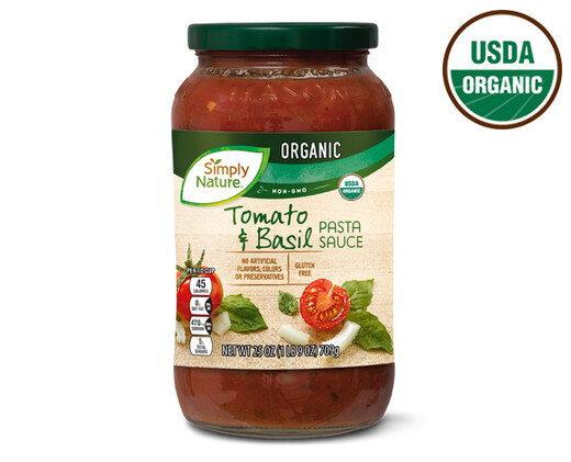 Organic Tomato Basil Pasta Sauce - Simply Nature | ALDI US