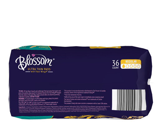 Blossom Regular Ultra Thin Pads with Flexi-Wings Ingredients