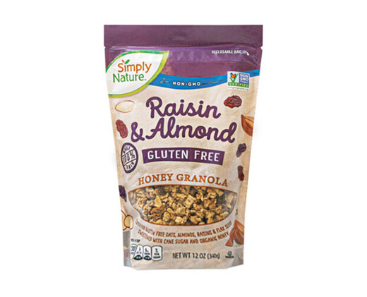 Simply Nature gluten free raisin almond honey granola