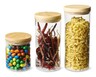 Crofton Glass Canister Set with Acacia Lids Natural Wood In Use