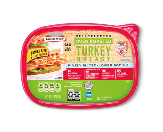Lower Sodium Oven Roasted Turkey or Smoked Honey Ham Slices - Lunch ...