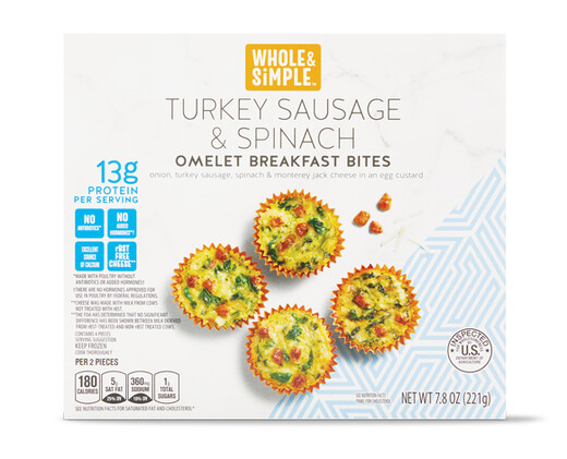 Whole and Simple Turkey Sausage and Spinach Breakfast Bites