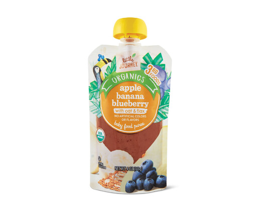 Little Journey Apple Banana Blueberry Oat Flax Baby Food Puree