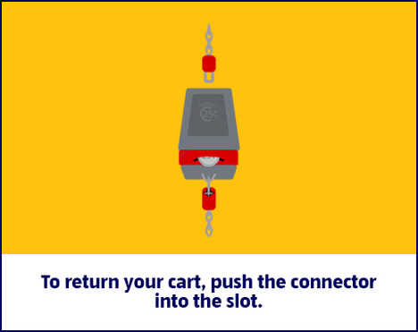 To return your cart, push the connector into the slot.