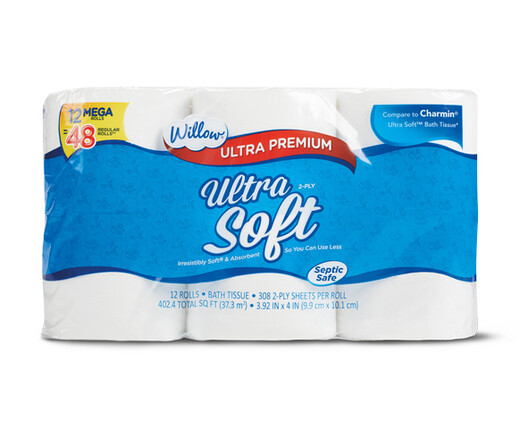 Toilet Paper - Mega Roll Ultra Soft 12 Pack Bath Tissue - Willow