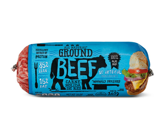 85% Lean/15% Fat Ground Beef Roll, 1lb (Frozen)