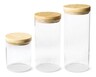 Crofton Glass Canister Set with Acacia Lids Natural Wood