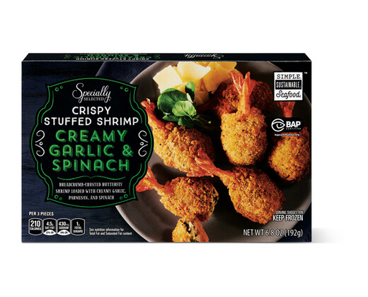 Specially Selected Creamy Garlic and Spinach Crispy Stuffed Shrimp
