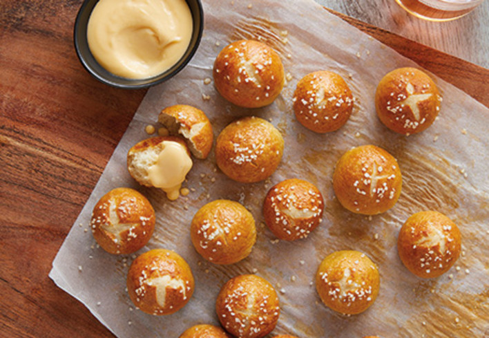 Bavarian Pretzel Nibblers with Beer Cheese Sauce