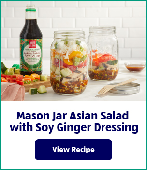 Mason Jar Asian Salad with Soy Ginger Dressing. View Recipe.