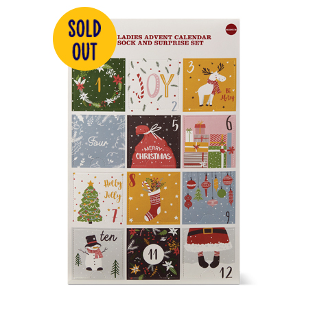 Sold Out. Merry Moments Ladies Advent Calendar Sock and Surprise Set