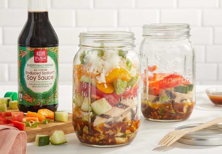 Mason Jar Asian Salad with Soy Ginger Dressing