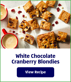White Chocolate Cranberry Blondies. View Recipe.