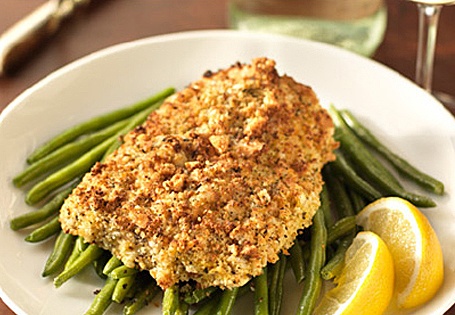 Mustard Crusted Salmon with Green Beans