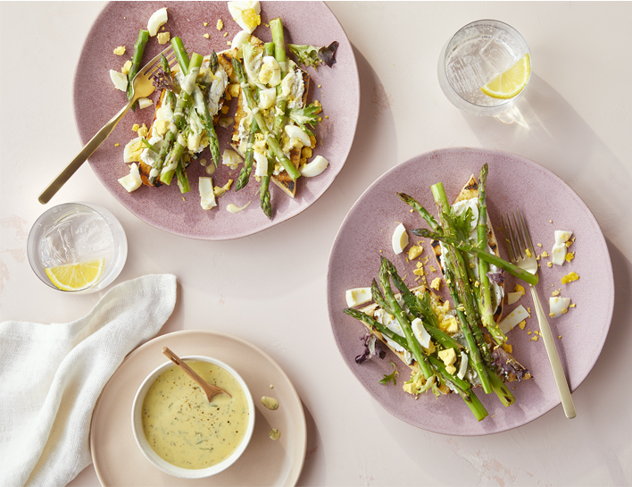 Roasted Asparagus Tartine with Egg Vinaigrette