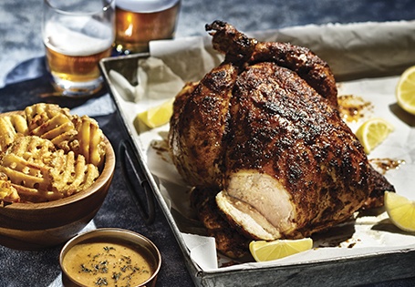 Never Any! Beer Can Chicken with Pan Gravy