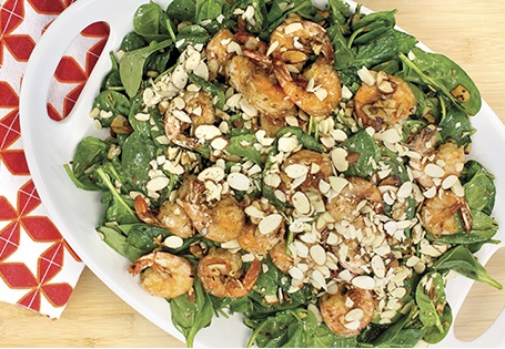 Wilted Spinach Salad with Shrimp