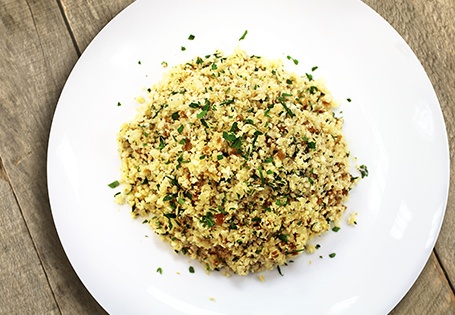 Cauliflower &quot;Rice&quot; with Caramelized Onions and Roasted Garlic