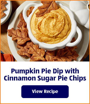 Pumpkin Pie Dip with Cinnamon Sugar Pie Chips. View Recipe.
