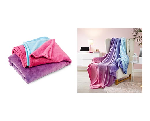 Huntington Home Twin or Full Royal Plush Blanket Ombre In Use