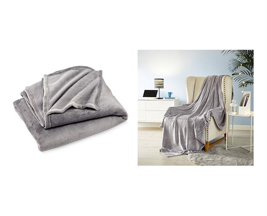 Huntington Home Twin or Full Royal Plush Blanket Gray In Use