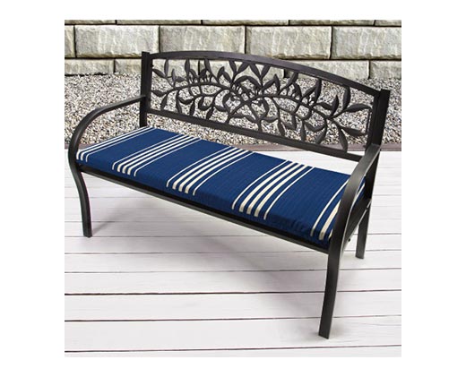 Belavi Garden Bench Cushion Reversible Blue Harbor/ Blue Stripes In Use