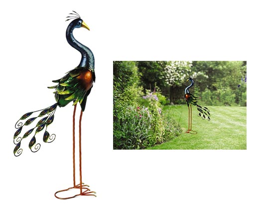 Belavi Tall Garden Statue Peacock In Use