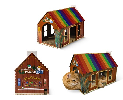 Heart to Tail Cat Scratching Playhouse Snowcone Shack In Use