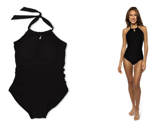Crane Ladies' Tummy-Toning Swimsuit Black High Neck In Use