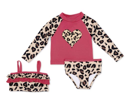 Lily &amp; Dan Toddler or Girls' 3-Piece Swimsuit Cheetah