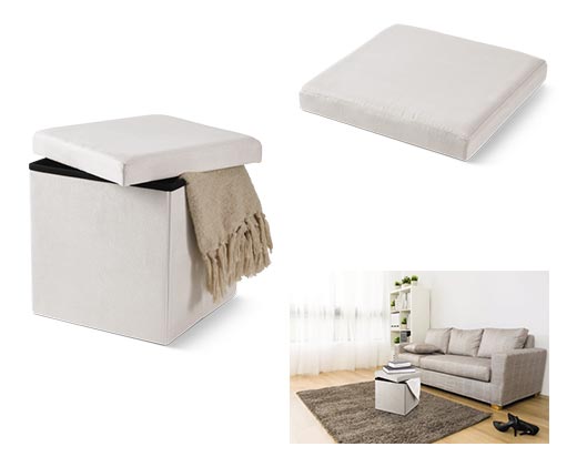SOHL Furniture Foldable Storage Ottoman Light Gray In Use