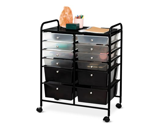 Huntington Home 12-Drawer Rolling Cart In Use View 1