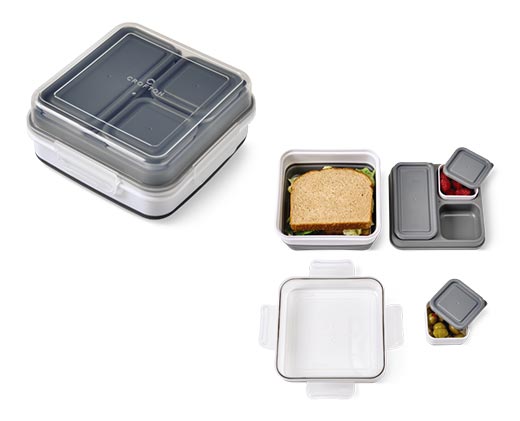 Crofton Expandable Lunch or Salad Container Gray In Use View 1