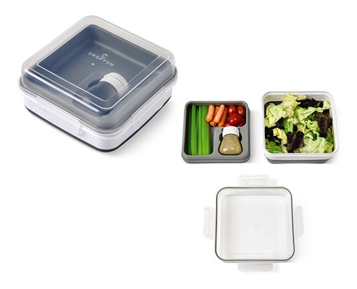 Crofton Expandable Lunch or Salad Container Gray In Use View 2