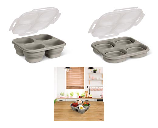 Crofton Portion Perfect Collapsible Meal Kit 4-Compartment Gray In Use