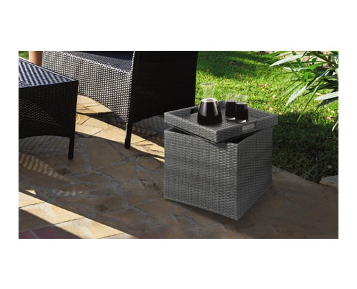 Belavi Rattan-Style Storage Table In Use View 2