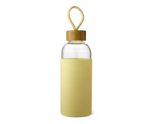 Crofton Glass Hydration Bottle Yellow with Rope Top