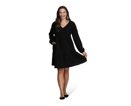 Serra Ladies' Light Spun Dress Black Long Sleeve In Use